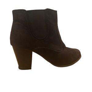 EUC Brown Suede-Like Chelsea Booties with Side-Zip